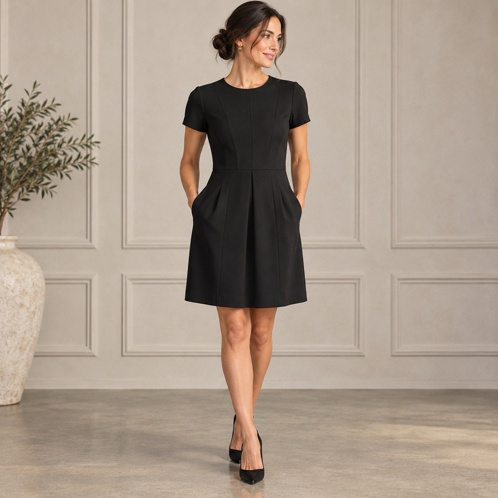 Diane von Furstenberg DVF Black Agatha Knit Dress 6 Sheath Career Quiet Luxury